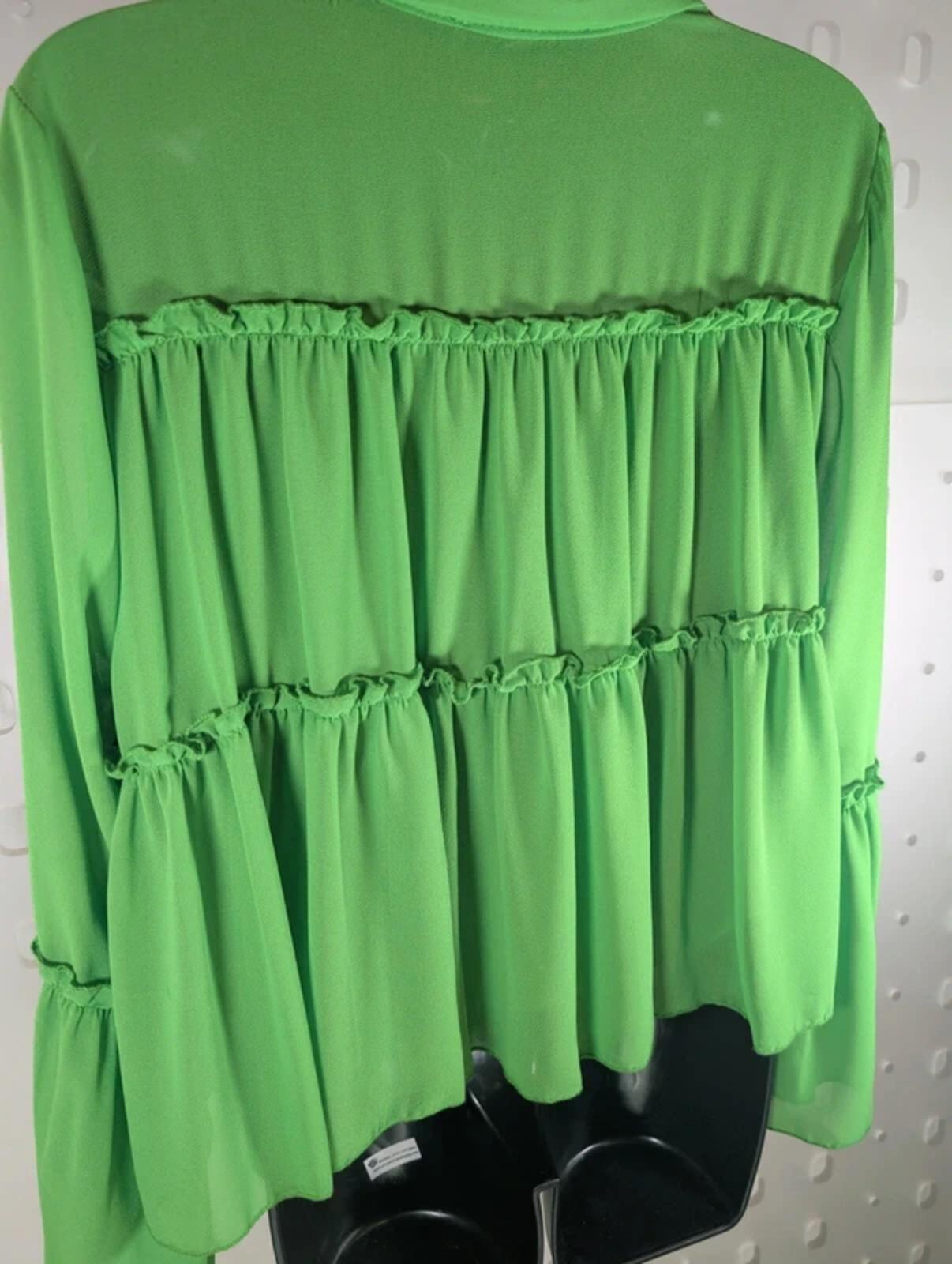 Gil Santucci Layered Blouse Vibrant Green Small