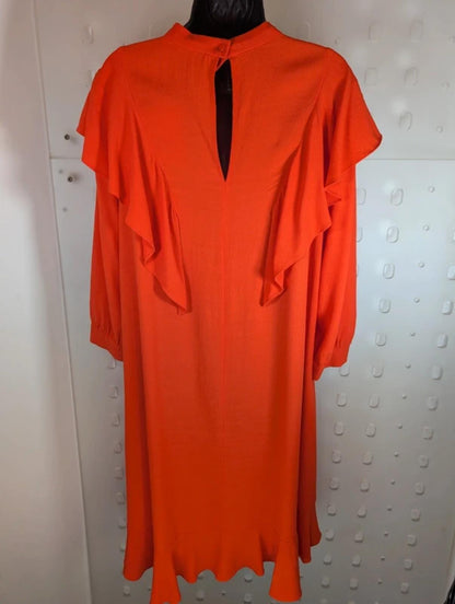 & Other Stories Frill Neck Midi Dress Orange NWT UK8