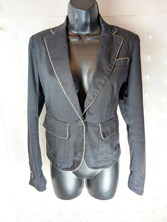 DKNY Tailored Jacket with Contrast Piping Size 2 (UK 10) Charcoal