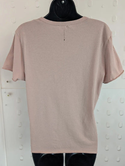 AllSaints Bela Blush Pink Organic Cotton Raw Edge T Shirt L