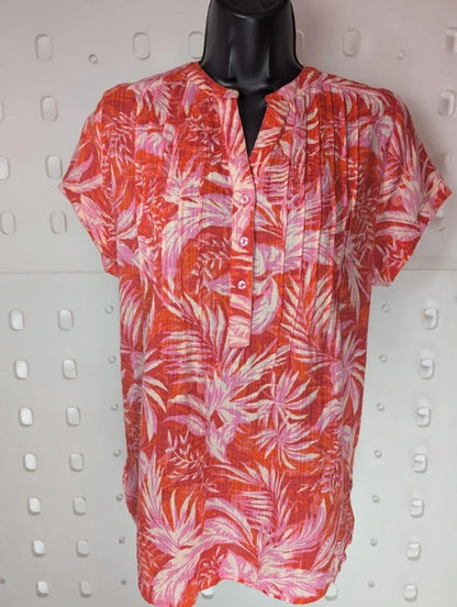 Lolly's Laundry Tropical Shirt Size M - Orange Palm Print