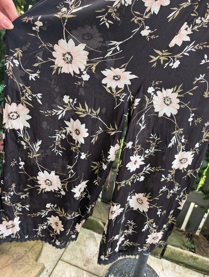 Miss Selfridge Floral Wide Leg Jumpsuit Black UK10