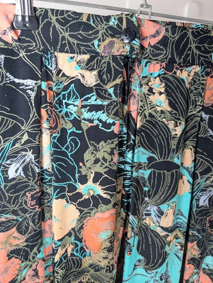 Vintage Floral Midi Skirt UK 8/10 – Made in UK Viscose