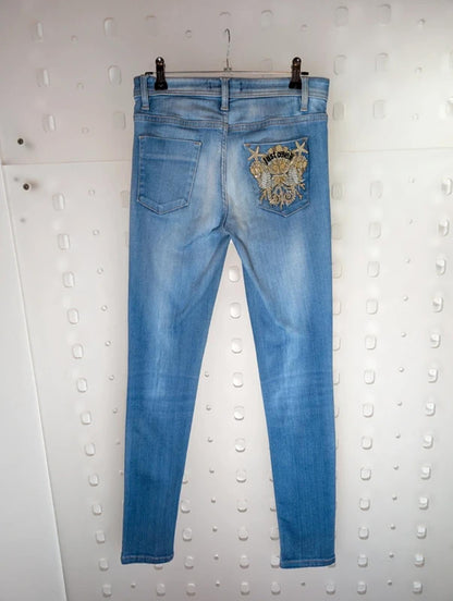 Just Cavalli Y2K Embroidered Skinny Jeans Low Rise Size 27