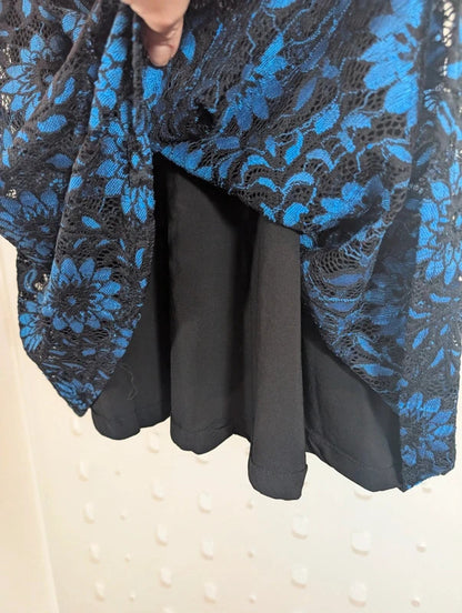 Lindy Bop Lisette Blue Lace Dress UK8 Rockabilly Retro