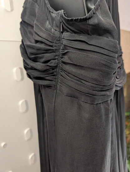 Monsoon Black Silk Beaded Maxi Evening Dress UK 16