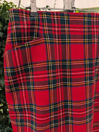 Vintage St Michael Pure New Wool Tartan Pencil Skirt UK14