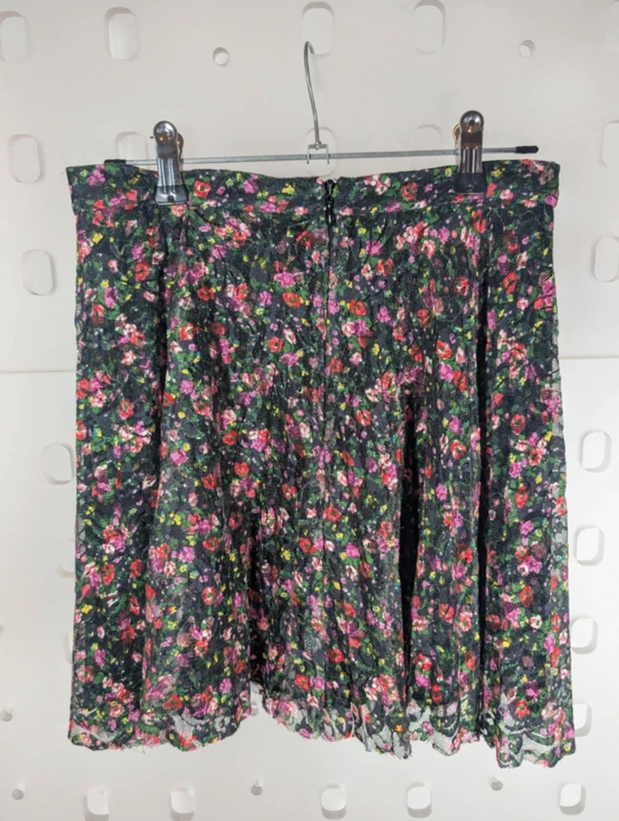 Topshop Floral Mesh Mini Skirt Black Pink UK6