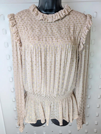 Nine by Savannah Miller Sheer Metallic Dot Blouse UK12