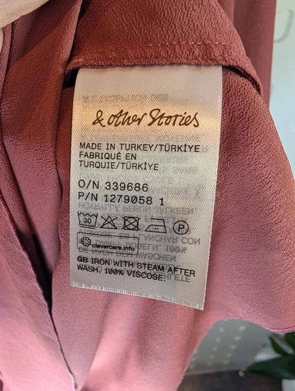 & Other Stories Dusky Pink Floaty Blouse UK 16 RRP87 Feminine Viscose