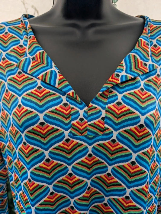 Onjenu 60s Print Stretch Micro Mini Dress Tunic UK10
