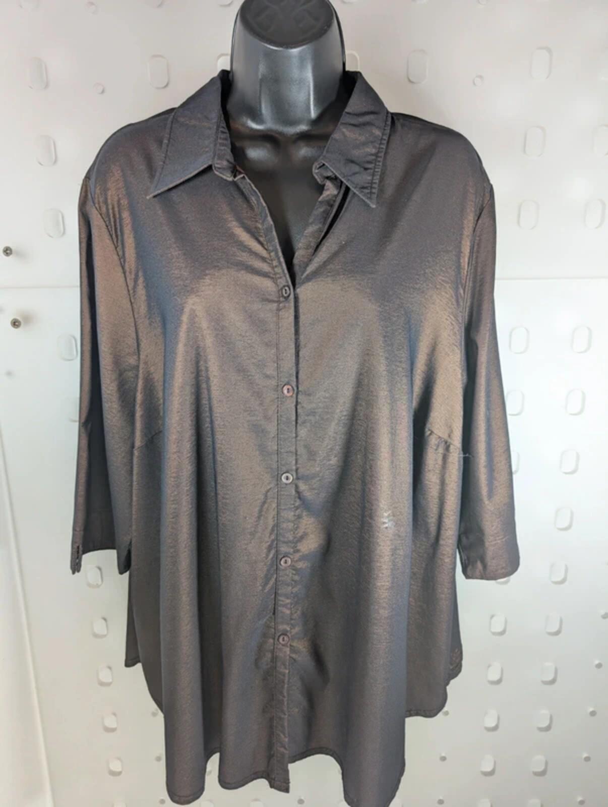 Vintage Essence Brown Two Tone Taffeta Shirt UK24