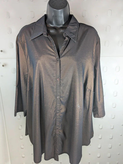 Vintage Essence Brown Two Tone Taffeta Shirt UK24