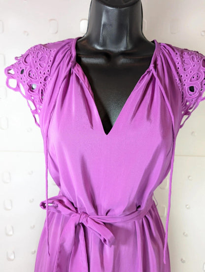 Suncoo Celest Broderie Anglaise Dress Purple XS (Size 0)