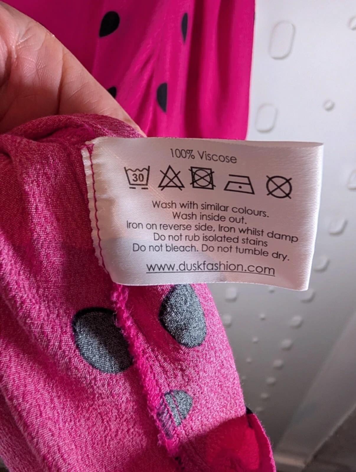 Dusk London UK14 Barbie Pink Polka Dot 50s Inspired Viscose Blouse
