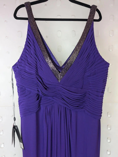 Viviana London Violet Beaded Evening Gown UK24 NWT Boned Formal Dress
