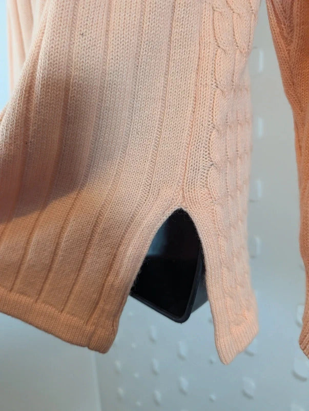 Vintage German Peach Merino Wool Blend Diamanté Giraffe Jumper UK18