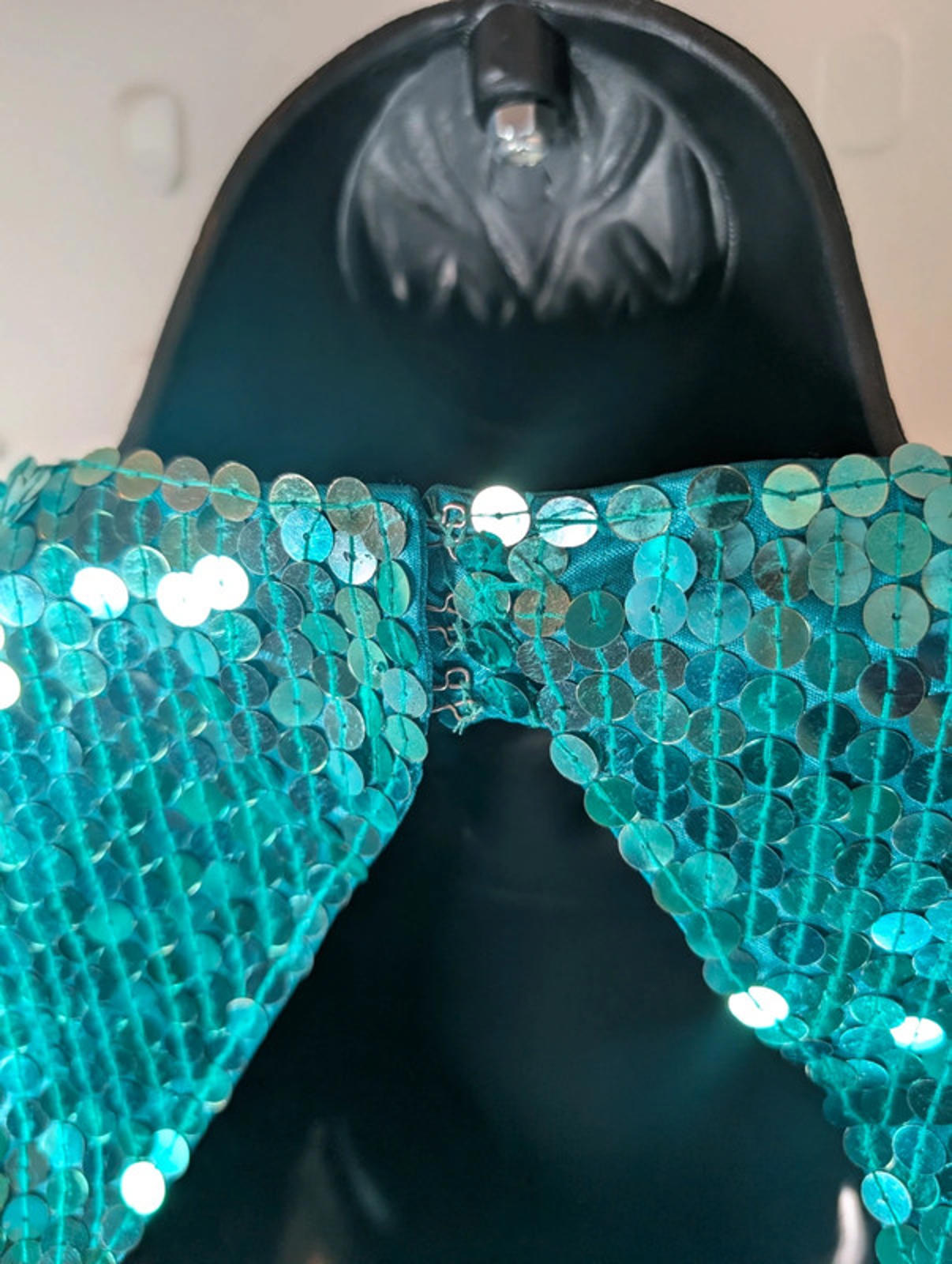 Nite Line Vintage 1980s Turquoise Sequin Cut-Out Dress – UK 12
