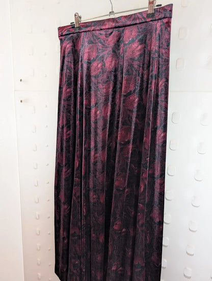 Vintage Alexon Burgundy Velvet Maxi Skirt UK10/12 Made in Great Britain