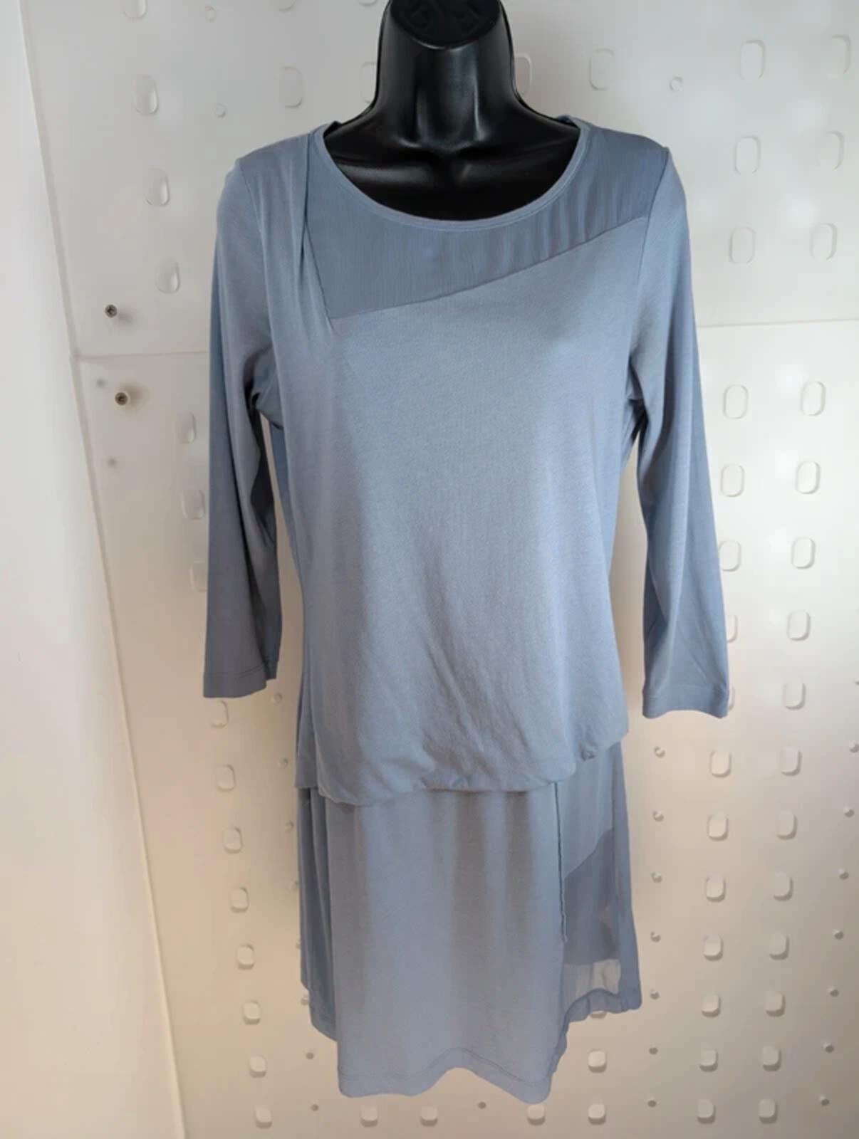 Sandwich Longline Top Medium Mesh Panel Modal 3/4 Sleeve