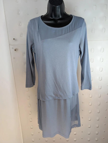 Sandwich Longline Top Medium Mesh Panel Modal 3/4 Sleeve