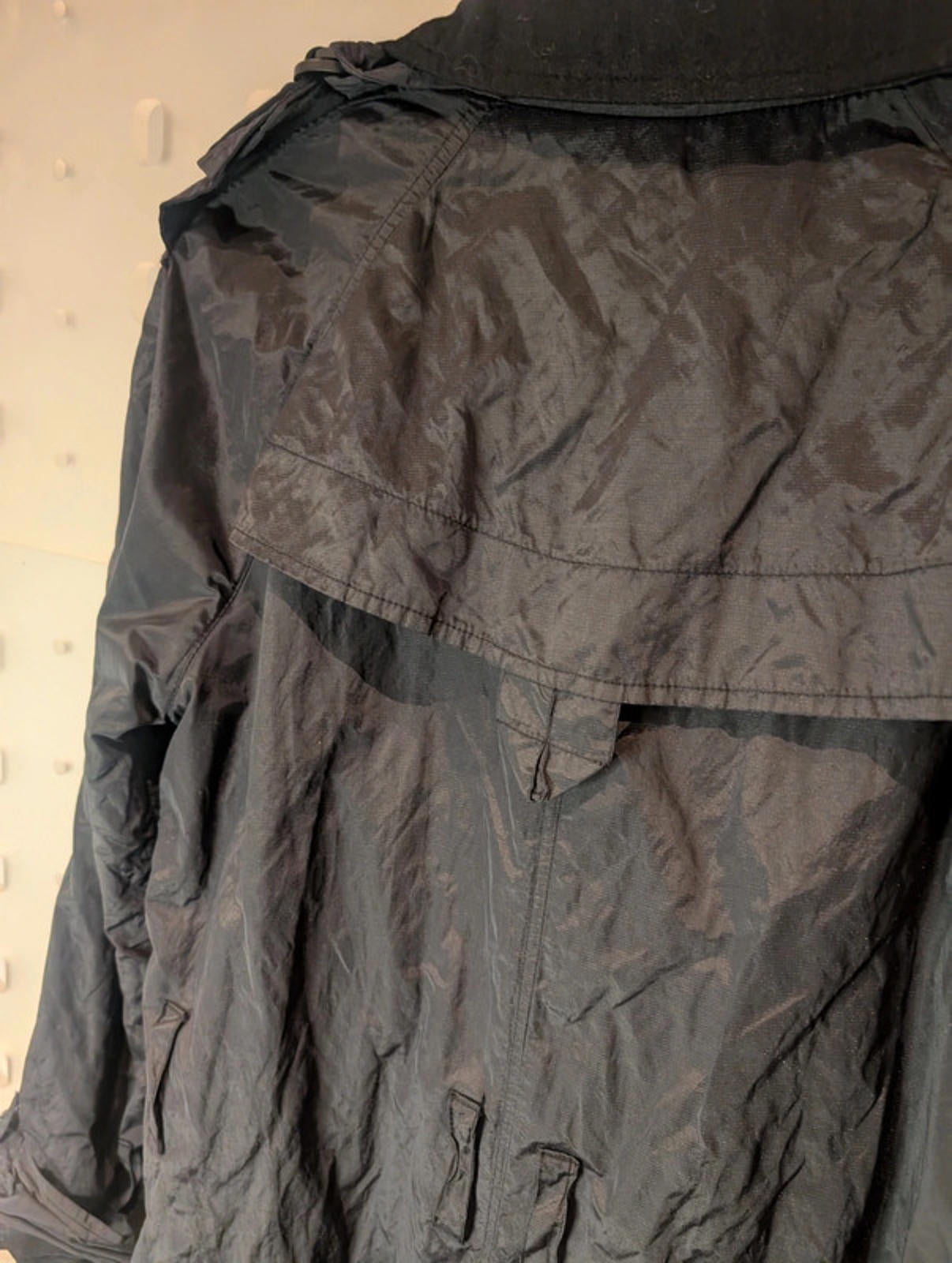 Armani Jeans Black Trench Coat with Removable Lining – Size 42 (UK 10 / US 6)