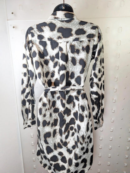 Dancing Leopard Leopard Print Shirt Dress with Belt – XS