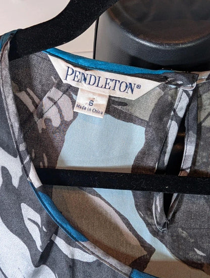 Pendleton 100% Silk Rose Print Blouse UK6