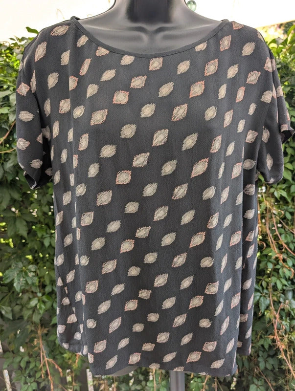 Toast Dark Forest Grey Green Flared T Shirt Top UK14