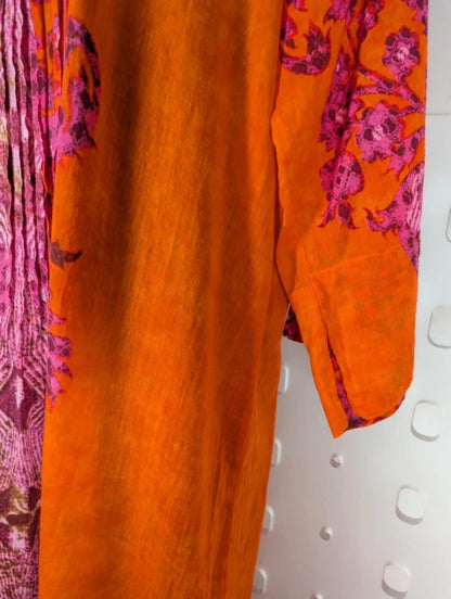 Indian Emporium Cotton Kaftan Beach Cover Up Orange Pink