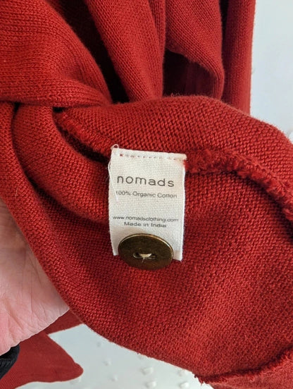 Nomads Organic Cotton Rust Asymmetric Cardigan M
