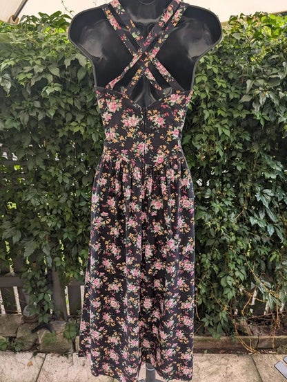 Vintage Laura Ashley Green Label Floral Cotton Dress UK12