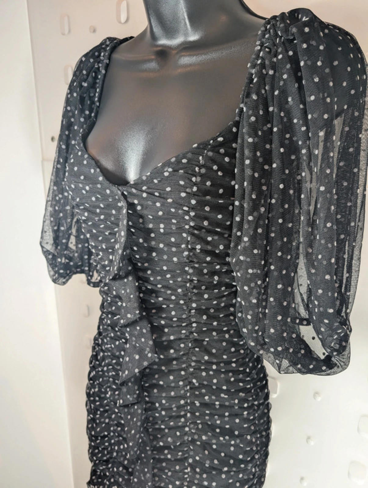 ZARA Black Polka Dot Bodycon Dress – Size Small (best for UK 6)