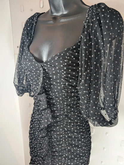 ZARA Black Polka Dot Bodycon Dress – Size Small (best for UK 6)