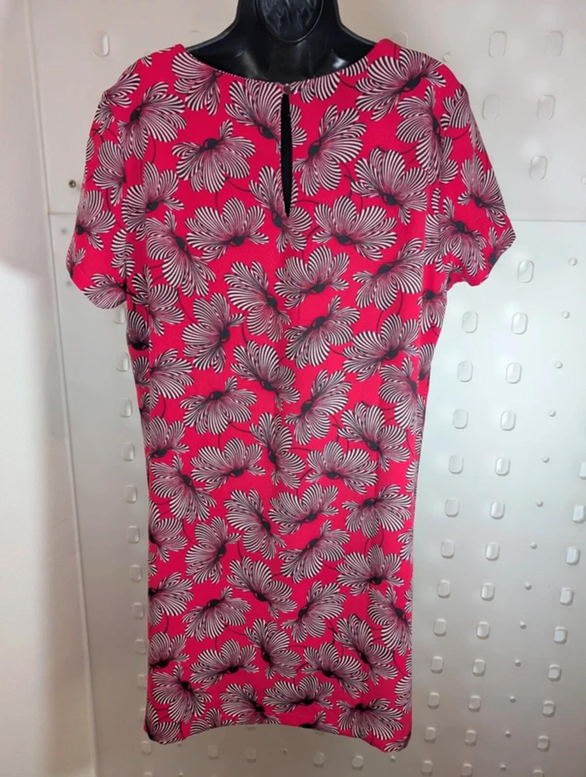 Marina Kaneva Poppy Print Shift Dress Pink UK16