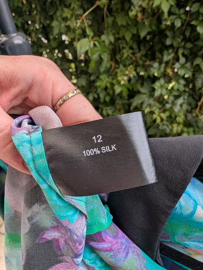 Pied à Terre 100% Silk Digital Rose Print Blouse UK12
