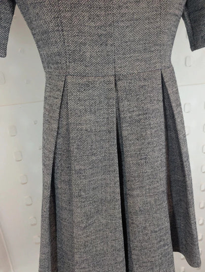 Komodo Grey Cotton Wool Fit & Flare Dress Size 1 UK8