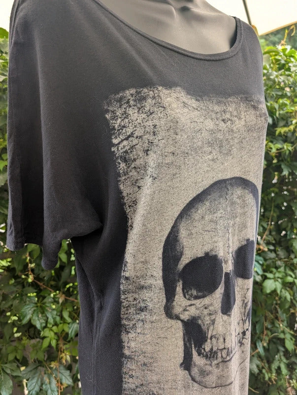 Topshop Gothic Skull Print T Shirt Dress Black UK8