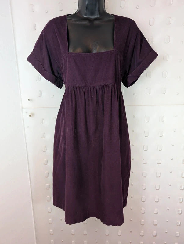 DKNY Aubergine Needle Cord Empire Dress Size 12