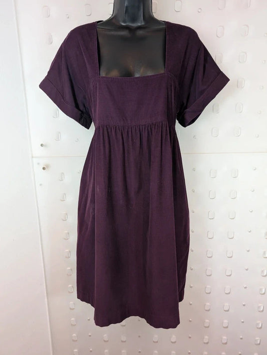 DKNY Aubergine Needle Cord Empire Dress Size 12