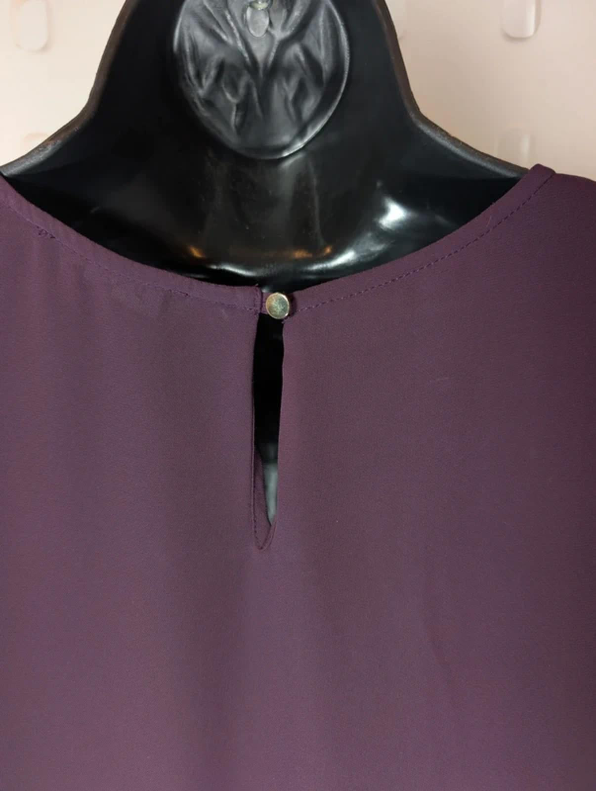 DKNY Aubergine Sheer Trim Blouse UK 8