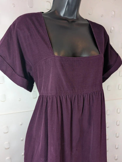 DKNY Aubergine Needle Cord Empire Dress Size 12