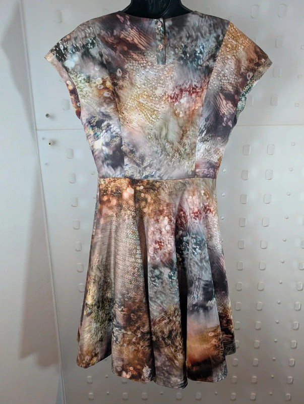 Ted Baker Sequin Print Fit & Flare Dress Size 3 UK12