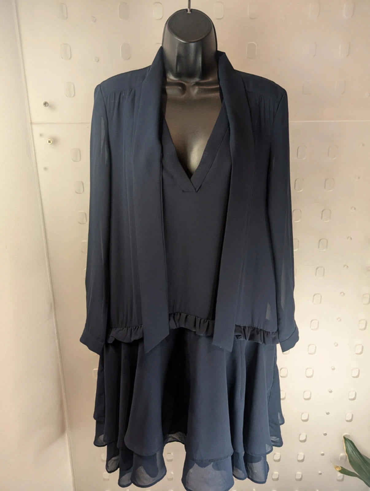 Great Plains navy layered chiffon dress size S