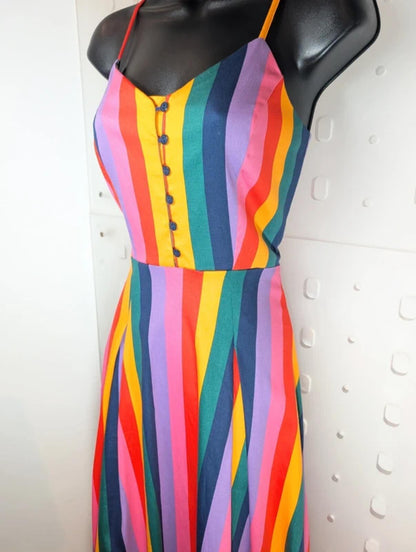 Bright & Beautiful Demmi Rainbow Wishes Stripe Dress UK10 NWT