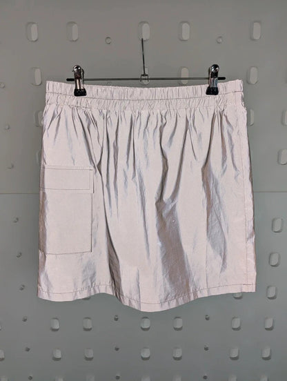 In Vogue Paris Reflective Silver Grey Utility Cargo Mini Skirt M