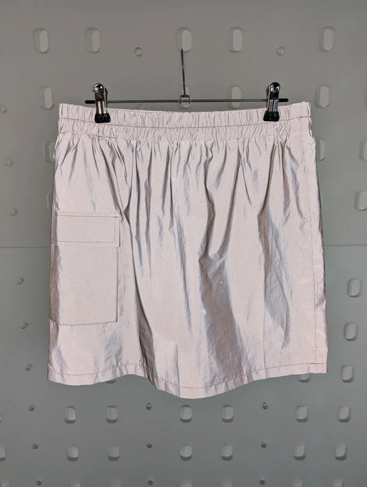 In Vogue Paris Reflective Silver Grey Utility Cargo Mini Skirt M