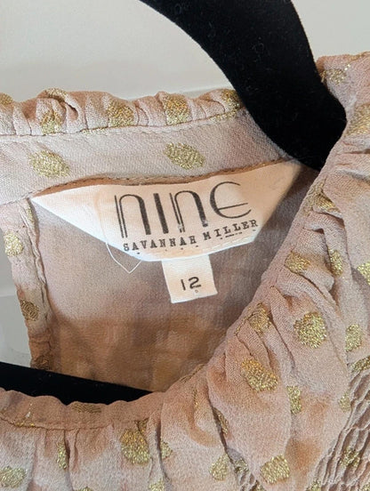 Nine by Savannah Miller Sheer Metallic Dot Blouse UK12