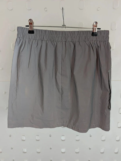 In Vogue Paris Reflective Silver Grey Utility Cargo Mini Skirt M