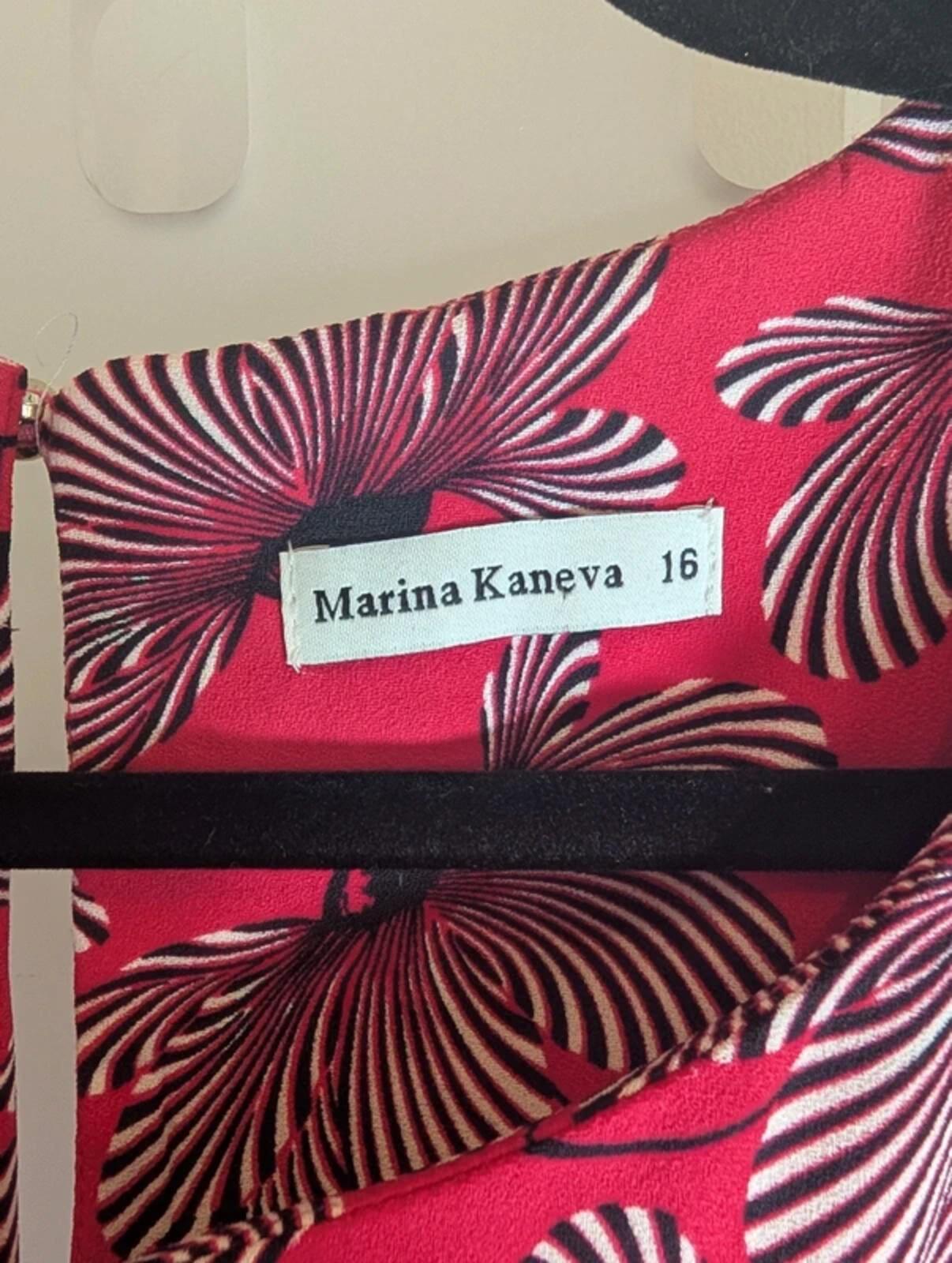 Marina Kaneva Poppy Print Shift Dress Pink UK16